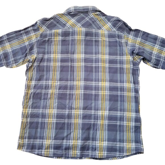 Columbia Omni Wick Plaid Long Sleeve Shirt XXL Button Down Yellow Blue - Picture 3 of 7